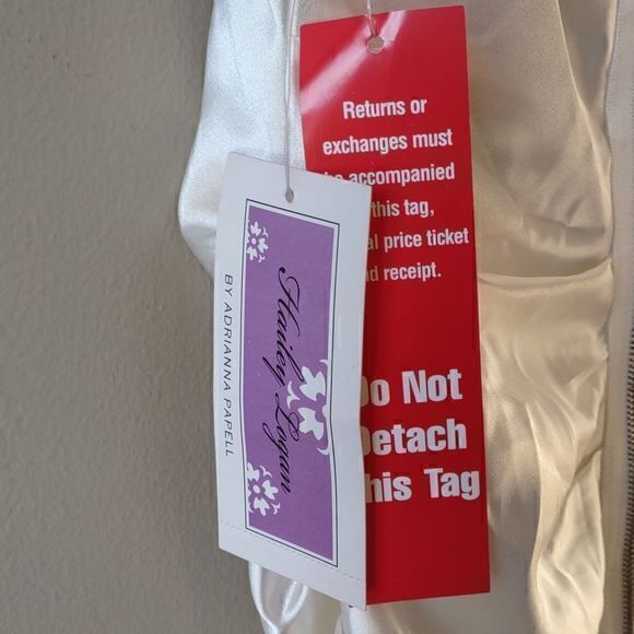 Hailey Logan by Adrianna Papell White Satin Mini Dress w/ Lace Straps Sz S - Picture 7 of 13